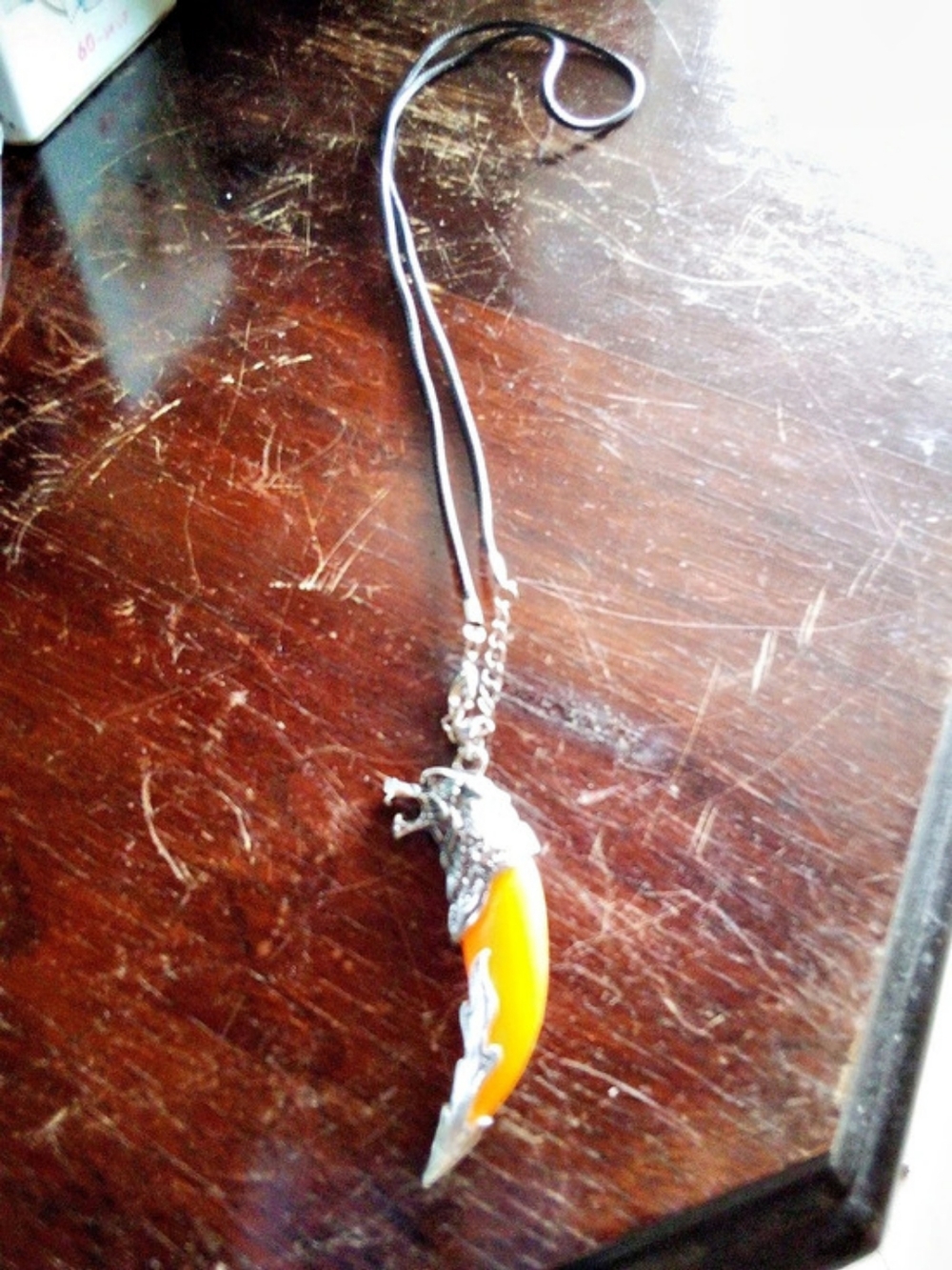 Tiger Eye Orange & Silver Pendant Necklace